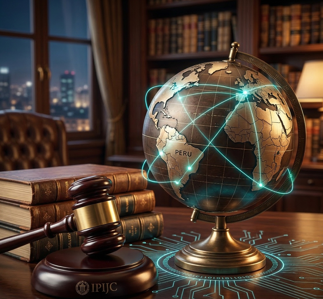 Mazo de justicia y globo terráqueo